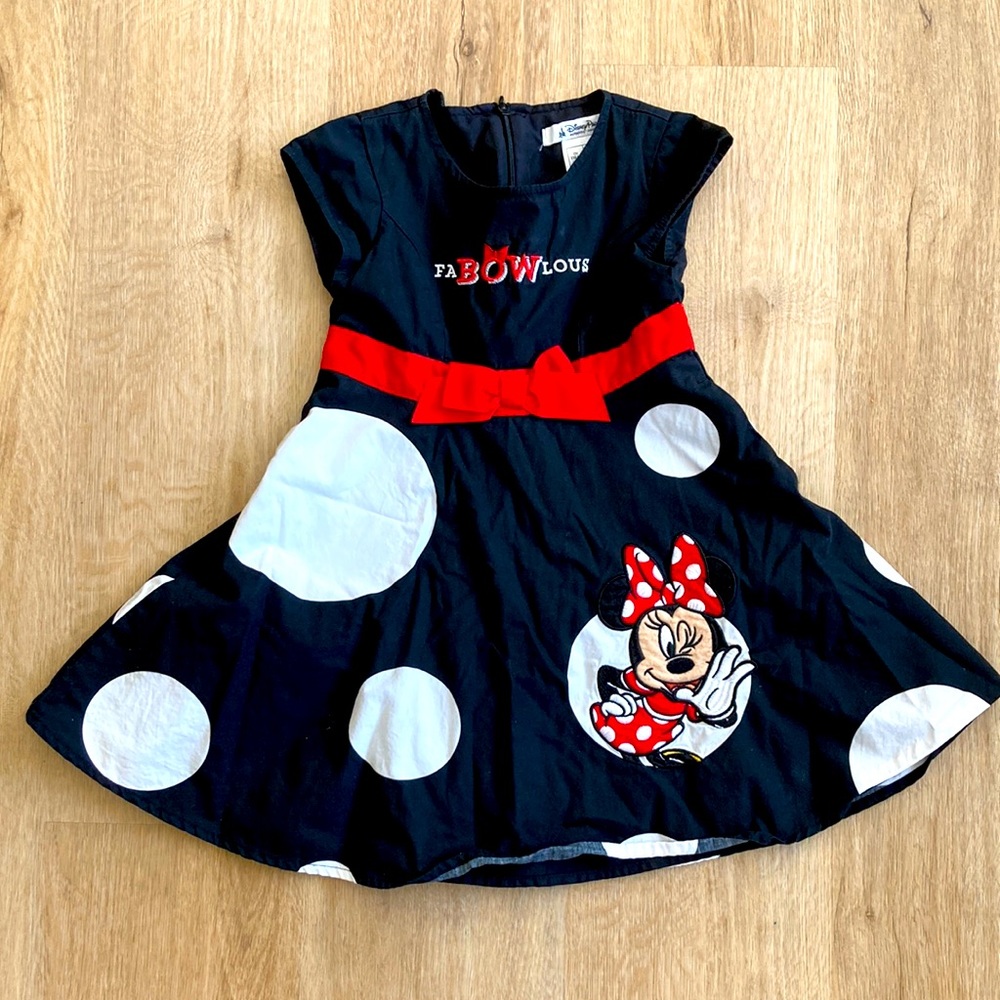 Disney Minnie Mouse “Fa BOW lous” black and white little girl dress
